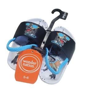 NWT Wonder Nation Toddler Boy Dino Slide On Sandals Size 5-6